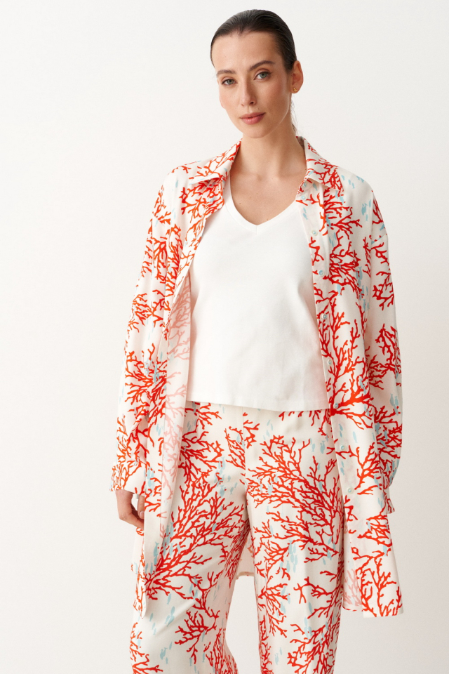 БЛУЗА LAURA ИЗ ВИСКОЗЫ В ПРИНТ КОРАЛЛЫ арт: 6.2306 A1
